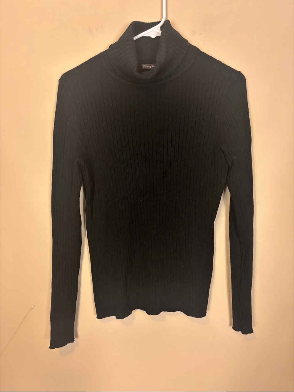 J. McLaughlin Black Ribbed Turtleneck Long Sleeve Top - Women's Medium